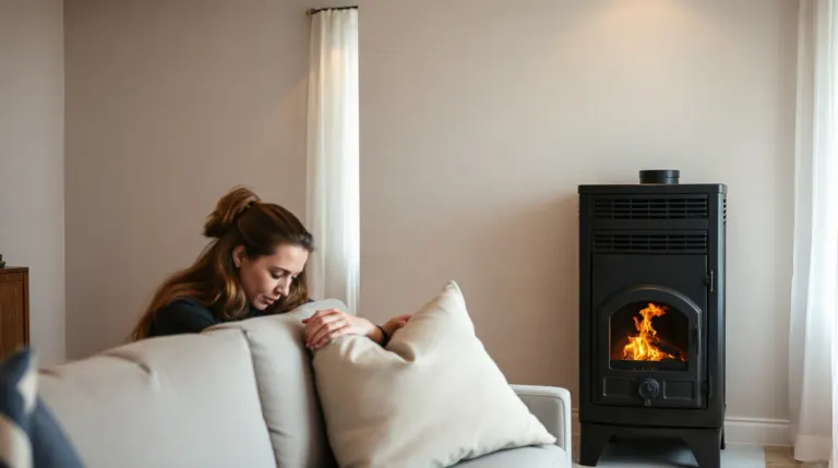 Poêle à granulés canalisable installé dans un salon